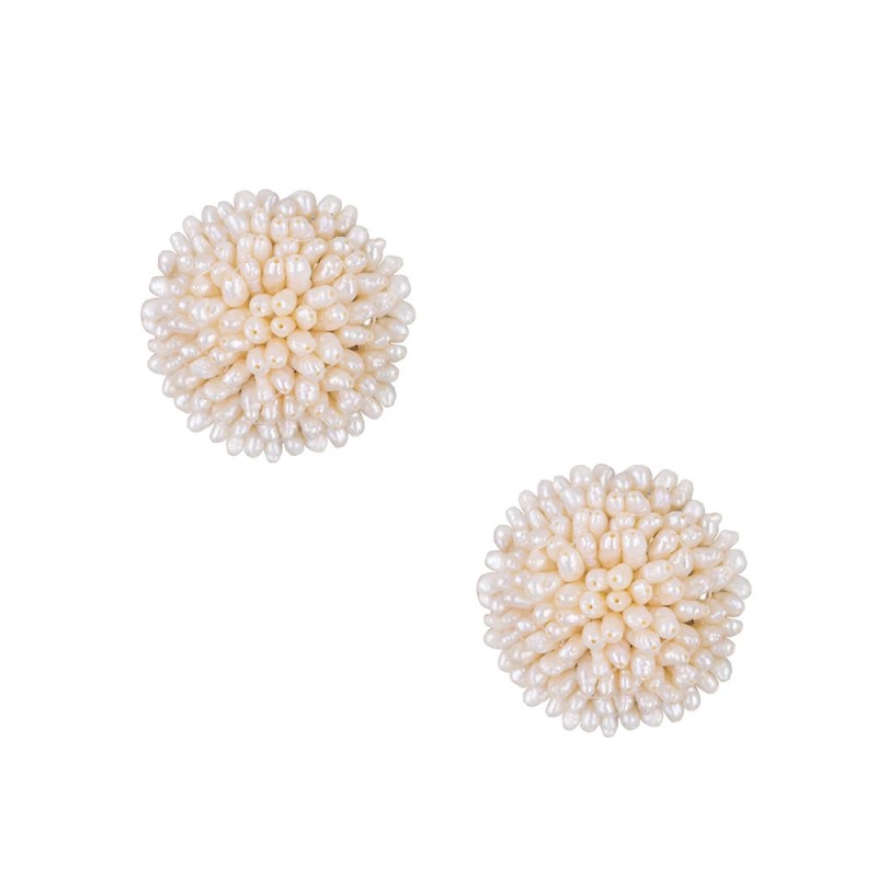 Σκουλαρίκια με λευκά μαργαριτάρια και βάση από ατσάλι με κλιπ - S126806